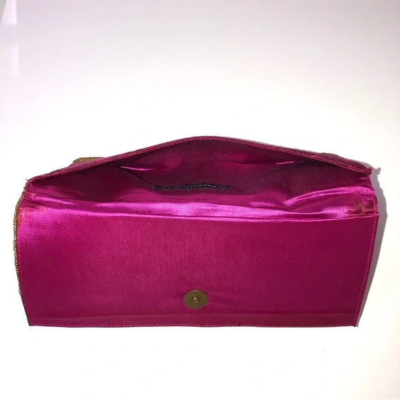 Brass Beaded Silk Slim Clutch purse - Picture 6 of 8